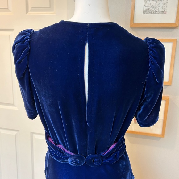 Vintage 1920’s 1930’s style Blue Velvet Dress - Picture 3 of 7